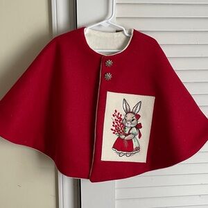 Red Kids Cape with Bunny Design
